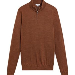 Reiss blackhall funnel neck quarter zip front merino wool sweater jumper small